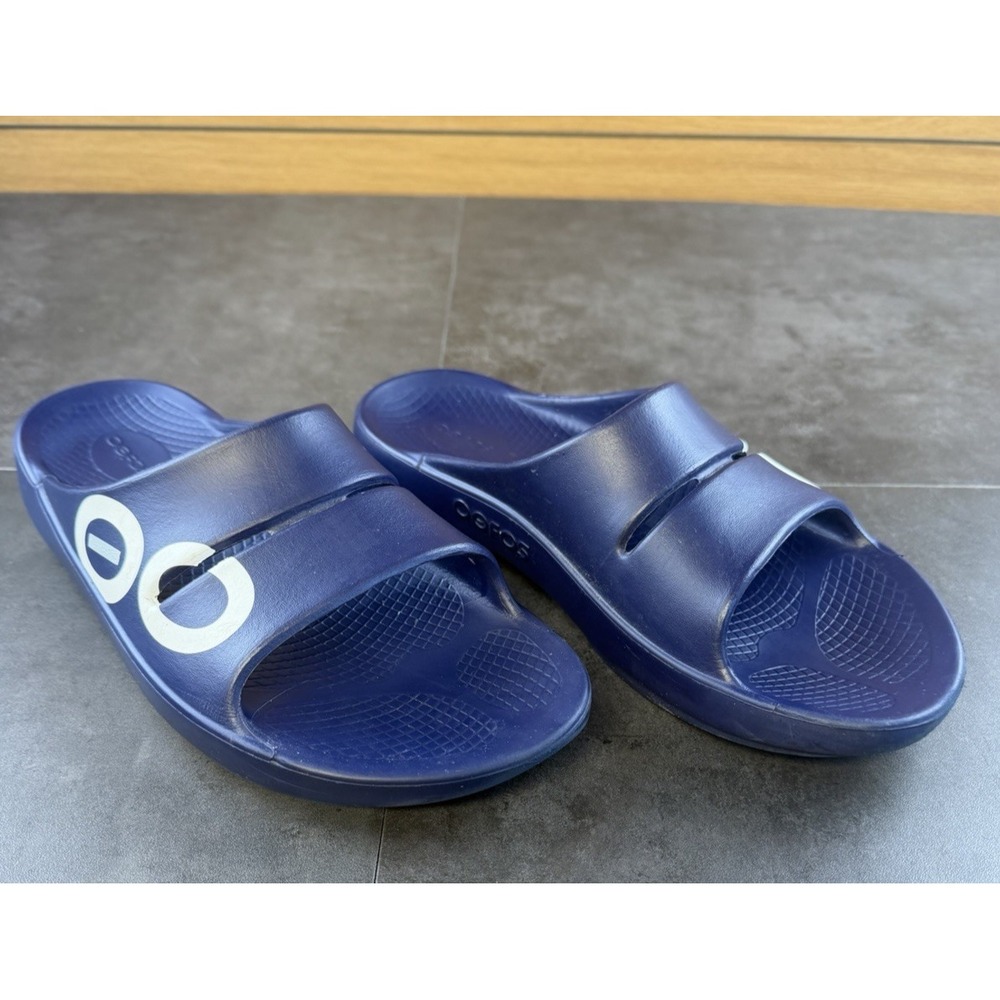 OOFOS OOahh Sport Recovery Slides Navy Blue M/9 W/11-CLEAN